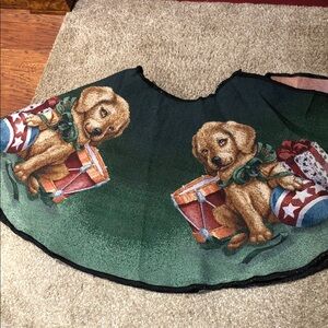Festive Puppies with Drums Christmas Tree Skirt